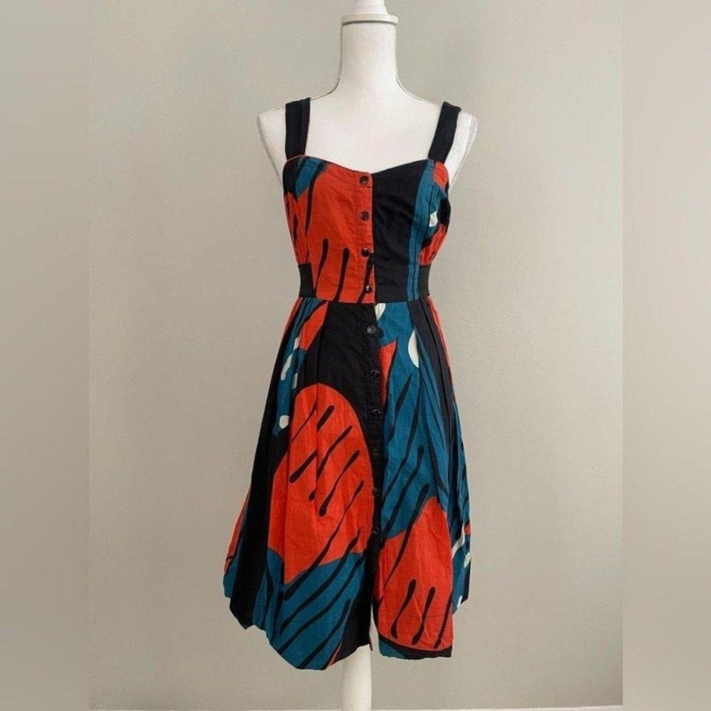 ANTHROPOLOGIE FRAGMENTED PIPEVINE DRESS‎ BY MAEVE SZ 4